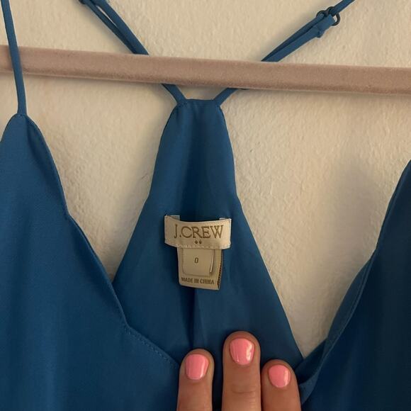 J. Crew Blue Scallop Neckline Racerback Tank Size 0 - Picture 4 of 8